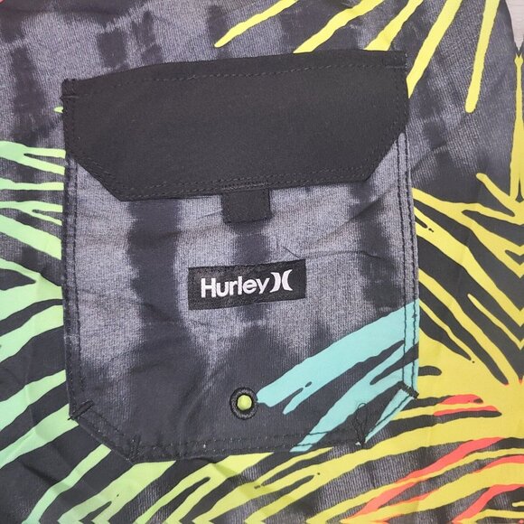 Hurley Mens 33 Board Shorts Swim Trunks Hawaiian Beach‎ Palm Tree Ocean Surf - Picture 9 of 12
